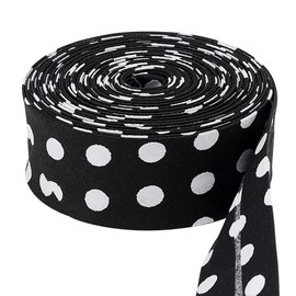 PH PandaHall Bias Binding Tape 10 m Easy Folded Black White Polka Dot Ribbons 30 mm Easy Folded for Sewing Piping Edging Hemming Clothing Hair Bows