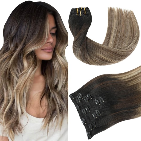 Youngsmile Clip in Hair Extensions Real Remy Human Hair 22inch