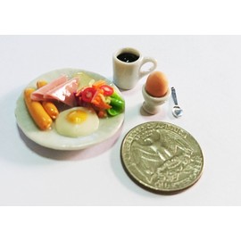 Thai Breakfast Egg & Coffee Dollhouse Miniature Food,Tiny Food, Doll Collectibles, Doll Food