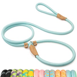 POUPUA 1/2" x 6 FT Durable Slip Leads for Dogs, Heavy Duty Strong Rope Slip Leash for Large, Medium Dogs No Pull Training Leashes with Reflective Threads (Blue)