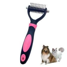 Dematting Comb for Dog & Cat, Cat Brush Dog Brush, Pet Deshedding Tool to Remove Loose and Knotted Hair, Brushes Shedding Hair, Dog Grooming Brush, Cat Grooming Brush, Pink