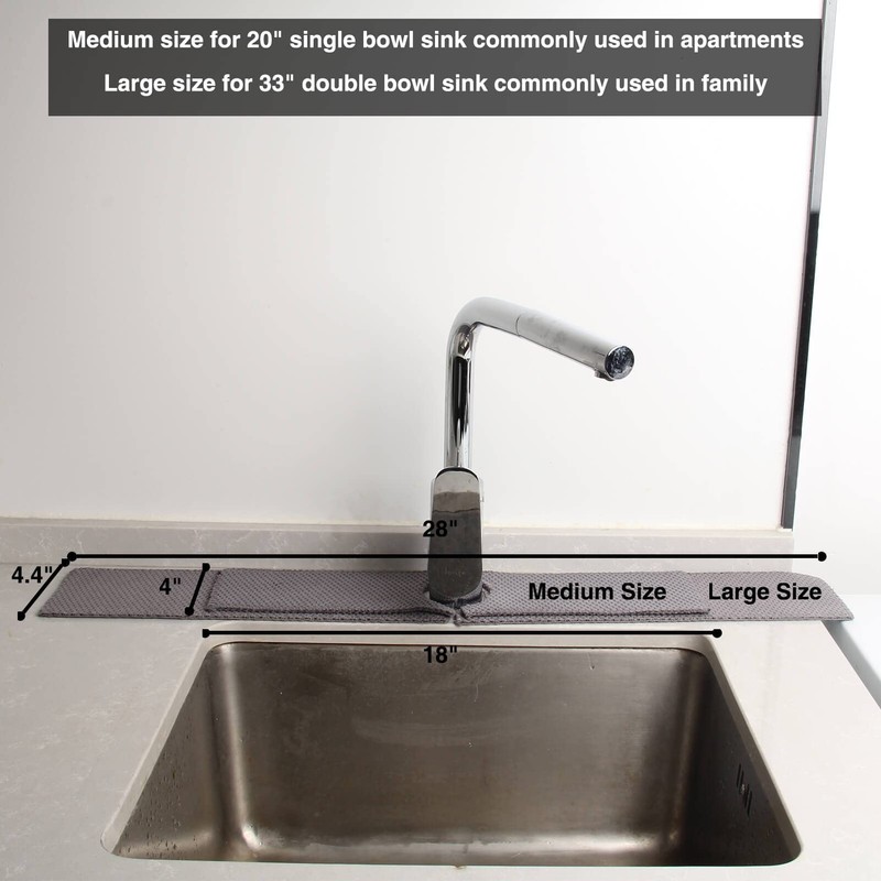 28'' Kitchen Faucet Absorbent Mat, Sink Splash Guard, Microfiber Faucet