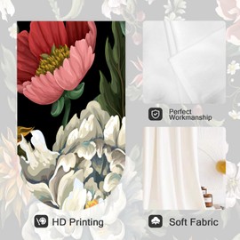 Coxila Black Floral Flowers Curtains for Bedroom 42 x 63 Inch Rod Pocket Boho Modern Women Vintage Gothic Victoria Mid Century Living Room Treatment Set of 2 Curtain Panels Drapes Drapes