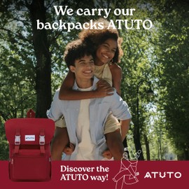 ATUTO Slim Vintage Backpack for Men and Women, Flap Backpack for Laptop till 16.5", Extra Padding, Durable Fabric (Red)