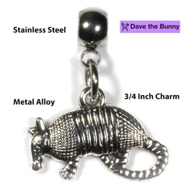 Dave The Bunny Armadillo Bracelet - Armadillo Items and Elegant Stainless Steel Snake Chain with a Texas Armadillo and Armadillo Gifts with Metal Alloy Charm for Armadillo Lovers
