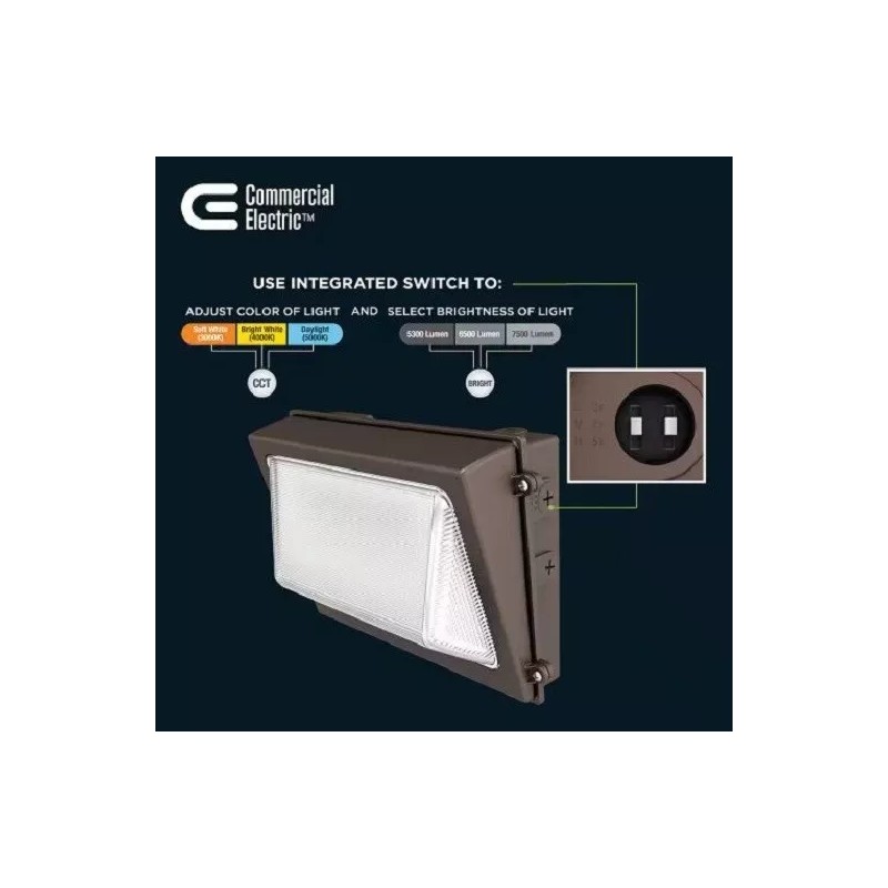 Commercial Electric Multi-Lumen LED Color Changing Wall Pack - Bronze