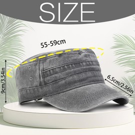 LUKIUP Cadet Army Military Flat Top Caps, Vintage Baseball Cap, Used Look Adjustable Tactical Beanie, Baseball Cap for Men and Women, Gifts for Men and Women, Outdoor Activities, gray, 55-59