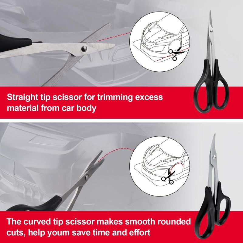 FriHobby 0-14mm RC Body Reamer Curved & Straight Body Scissors