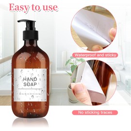 HVSWLY - Etiquetas impermeables para botellas, 14 etiquetas blancas, incluye 2 etiquetas en blanco, para jabón, champú, acondicionador, loción, dispensador de jabón