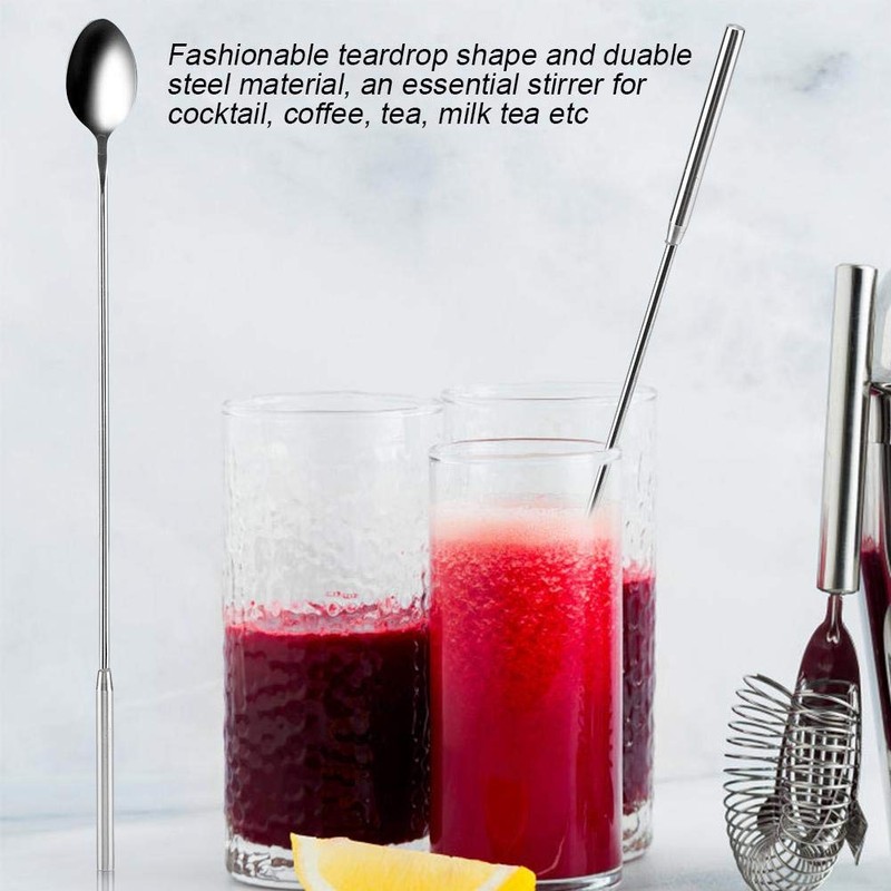Stainless Steel Bar Spoon, Ice Cream Spoon, Extra Long Cocktail