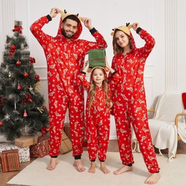 NIBESSER Family Christmas Pajamas Matching Sets Funny Christmas Pjs for Couples Holiday Long Sleeve Xmas Sleepwear Sets