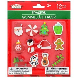 Christmas Themed Erasers, 12-ct. Pack