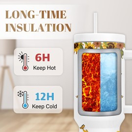 Sunflower Cup Tumbler For Girl, Stay Safe Have Fun Floral Tumbler 40 Oz, Sunflower Gifts Water Bottle For Women Friends Christmas Birthday Anniversary Graduation Gifts