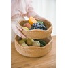 HITOMEN Handmade Rattan Bread Baskets Round Wicker Fruit Serving Storage