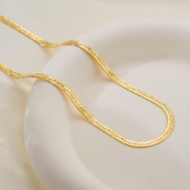 14K Gold Necklaces for Women 4mm Dainty Gold Necklace for Women Golden Chain for Men 14k Whispers of Heritage with Chinese Ancient Fret Patterns Waterproof Snake Golden Chain Necklaces 16,18,20,22,24in