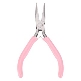 sourcing map Needle Nose Pliers 5" Mini Jewelry Pliers with Npn-Slip PVC Handle Thin Precision Jewelry Flat Jaw for Beading Tool Hobby Craft, Pink