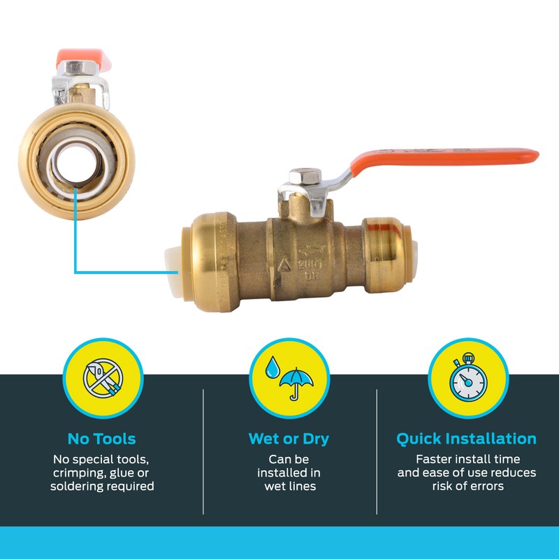 SharkBite 1 x 3/4 in PTC Reducing Ball Valve, Push-to-Connect
