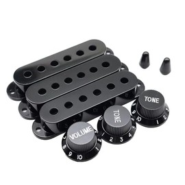 Guitar Pickup Cover Volume Single Coil Tone Knobs Selector Switch Tip Compatible with Stratocaster Strat Electric Fender Guitar Pickup (Black)