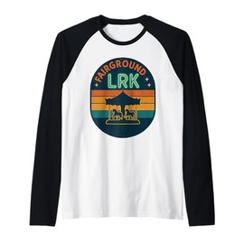 Fairground LRK Shirt Retro Carousel Lights Arkansas Night Raglan Baseball Tee