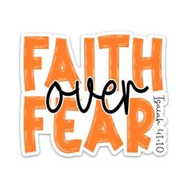 Faith Over Fear Sticker Isaiah 41:10 Christian Bible Verse Scripture Sticker Jesus Religious God Catholic Waterproof Vinyl Stickers for Laptop Water Bottle Tumbler Decals Gifts for Prayers Adults