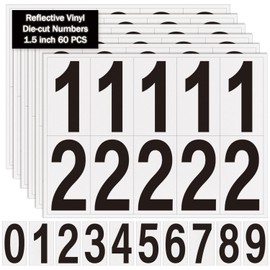 1.5 Inch Adhesive Numbers for Mailbox, Reflective Mailbox Number Stickers for Outside, Waterproof Numbers Stickers, House Address Sign, Trash Can Number, Door Number (60 PCS, Black/White)