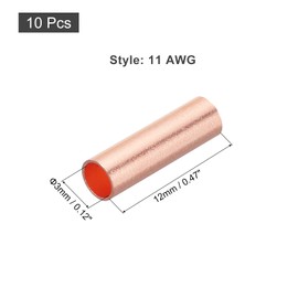 sourcing map 10Pcs 11 Gauge Non Insulated Butt Connectors, 11 AWG Electrical Wire Seamless Crimp Terminals Butt Terminals for Automotive, Marine Rose Gold