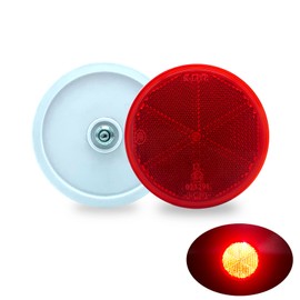 WELNENT EMARK/CCC 2pcs Round Reflector Screw on Trailer Driveway Mailbox (Red, Φ4.25 inch)