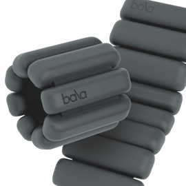 Bala Bangles Wrist & Ankle Weights for Women & Men (Charcoal) - 1 Pound Adjustable Silicone Weighted Bracelet Set for Gym, Yoga, Pilates, Cardio & Strength Training - Wearable Arm & Leg Workout Weights