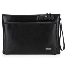 Fireproof Document Bag, Fireproof Money Bag with Lock and Zipper for Cash, FireproofBag Money Pouch, Fire Safe CashBag BankerBag, Notary Supplies (14.2"x10.2")