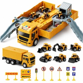 Car Toy, Multi-functional, Construction Vehicle, Toys, 2-in-1 Storage Car, Mini Car Set, Deformation Storage, Parking Space, Construction Site, Road Sign, Voice, Music, Melody Included, Construction