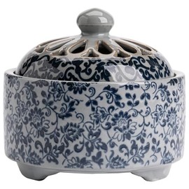 Marsrut Porcelain Garlic Keeper, Garlic Chili Garlic Breathable Storage Tank Holder Container for Storing (Color: Blue and White)