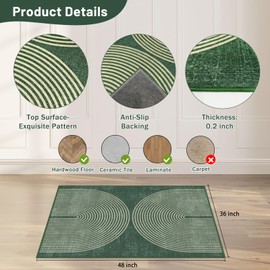 Office Chair Mat for Hardwood Floor & Tile Floor,36"X 48" Heavy Duty Desk Chair Mat for Hard Floors, Under Desk Rug for Rolling Computer Chair,Anti Slip,Low Pile Carpet Floor Protector-Geo Green