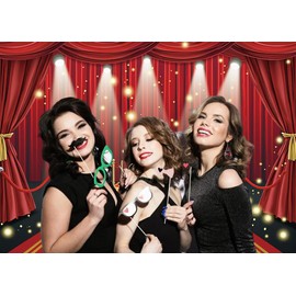 Red Carpet Curtain Photo Backdrop Movie Theater Movie Night Theme Birthday Party Photography Background Congratulations Graduates Wedding Baby Shower Event Party Decoration Banner (8x6 FT)