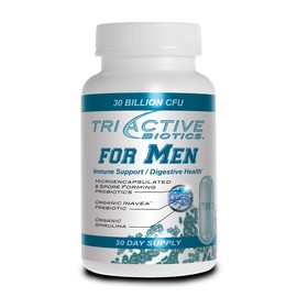 Essential Source TriActive Biotics Daily Probiotics for Men - Men's Probiotic with Organic Blue Spirulina & Inavea Prebiotics, 30 Billion CFU - No Allergens, Shelf-Stable - One Capsule a Day - 30-Ct