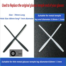 Silicone Anti-Slip Eyeglass End Tips Ear Sock PiecesTube Replacement for Thin Metal Eyeglass Legs,4 Pairs