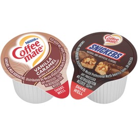 Nestle Coffee mate Liquid Coffee Creamer Singles Variety Pack, Snickers, Vanilla Caramel, 10ct, Containing 5 Packs of each Flavor