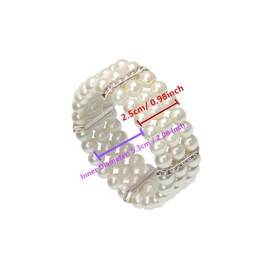 Ebonee White Vintage Stretch Wrist Pearl Bracelet Jewelry 3 Row Faux Pearl Stretch Bracelet for Women Wedding Party Valentine's Day