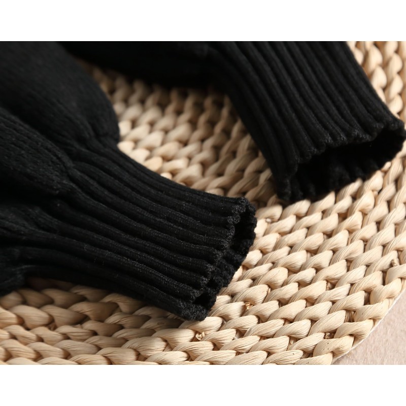 SUZALA Removable Wrist Cuffs False Sleeves for Women Teens, Knitting-black