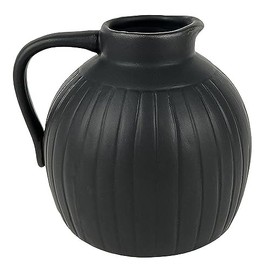 47th & Main Ceramic Modern Pitcher-Style Vases with Handle, 4.5" Tall, Black