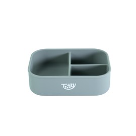 Premium 3-Compartment Silicone Bento Box 25 oz – Reusable, Leakproof, BPA-Free – Microwave & Dishwasher Safe – Food Container for Kids, Adults & Pets – Great for School, Office, Travel & Walks (Gray)