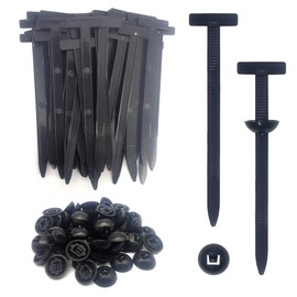 Alamic Universal Cable Tie Buckle, Heavy Duty Self-Locking Zip Ties, Plastic Cable Ties Tool Fasteners for Car Fender Trunk Repair, Home and Garage 50 Pack