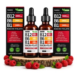 Nusava - 2x Nusava Vitamina B12,b6 Y B1 Gotas Líquidas 60ml Sin Sabor - 60ml - Top Quality