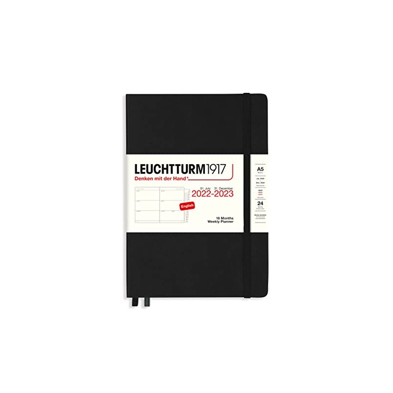 LEUCHTTURM1917 366032 Weekly Planner Medium (A5) 2023, 18 Months, Black,