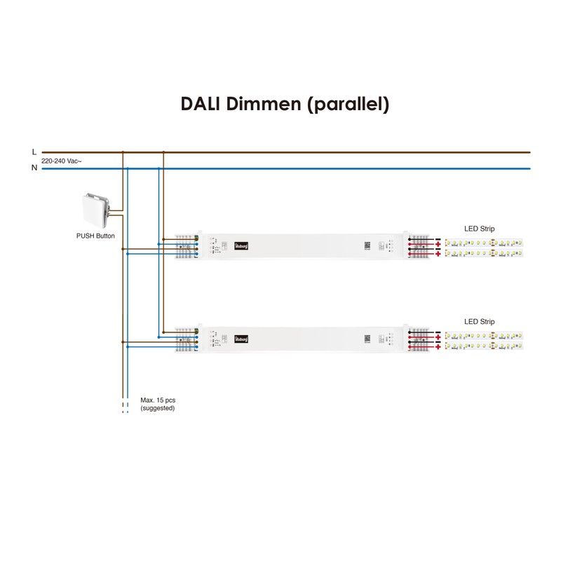 illuburg LED Transformer 24 V 150 W Dimmable Dali Push