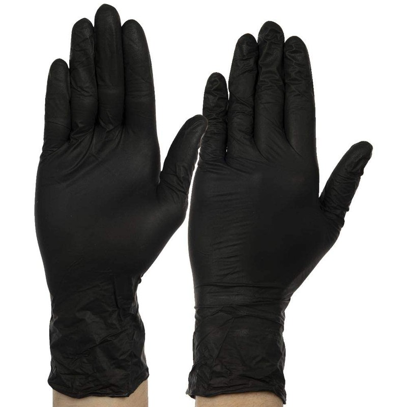 100 Large Black Nitrile Disposable Gloves Powder Free, Food, Care,