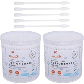 HOMEFOX White Cotton Swabs Spiral Pointed - 400 Count Organic Cotton Buds Double Side Tightly Wrapped Precision Cotton Tips Paper Stick Soft Gentle Lint-Free Cruelty-Free, Spiral & Pointy (White)