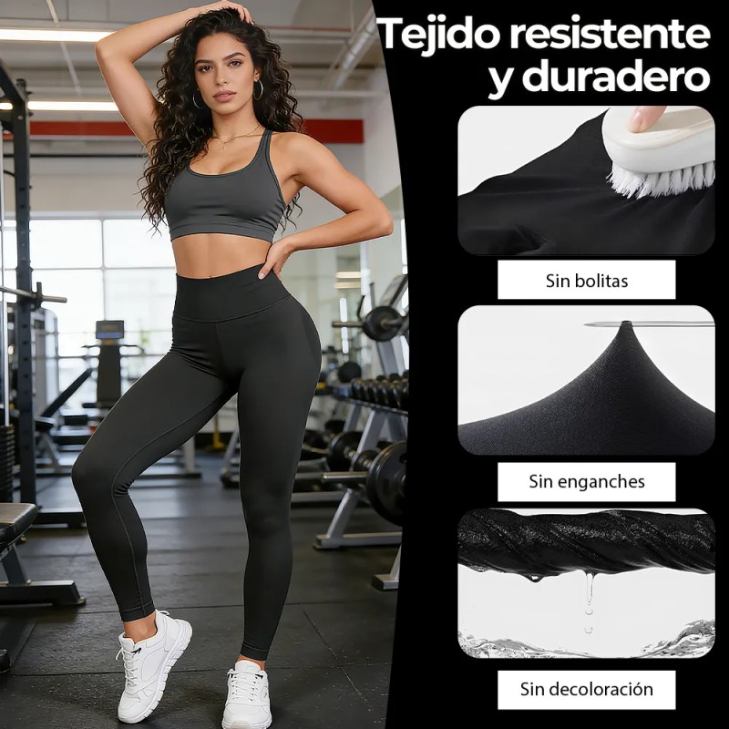 FTUVESO - 2pcs Leggings Deportivos Mujer Licras Ropa Para Gym