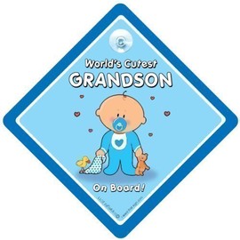 World's Cutest Grandson On Board, Car Sign, Baby On Board Sign, baby on board, Novelty Car Sign