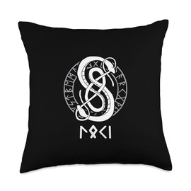 Loki Name Norse Runes And Snake Nordic Norse Mythology Throw Pillow