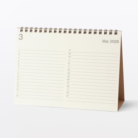 MUJI 76418900 Bagas-filled Paper Monday, Calendar, Medium, March 2026 - March 2027, Approx. 7.9 x 5.7 inches (200 x 145 mm), For Tabletops
